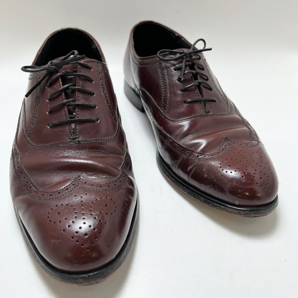 Bostonian Mansfield Burgundy Leather Wingtip Brogue Oxford Dress Shoes Mens 8.5